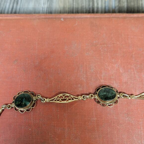 Vintage Amco Jade Cabochon Bracelet and Pendant - Picture 4 of 8